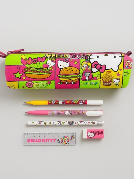 Пенал объемный "Hello Kitty", на молнии, полиэстер 600 ден (21*4,5*4,5 см) 
