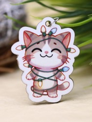 Брелок ECO из дерева "Зажигай в новом году! Котик"