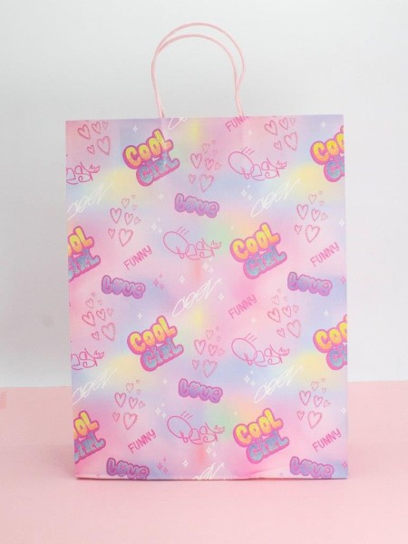 Пакет подарочный крафтовый «Cool gerl», heart (32*42*11) 