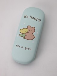 Чехол для очков "Be happy life is good", green