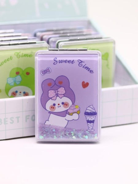 Зеркало шейкер раскладное "Sweet Time Rabbit", фиолетовое, 8*6 см 