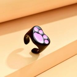 Кольцо акриловое GIRLY "Heart paw", black (d=1,7 см)