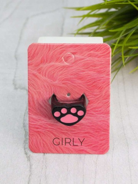 Кольцо акриловое GIRLY "Heart paw", black (d=1,7 см) 