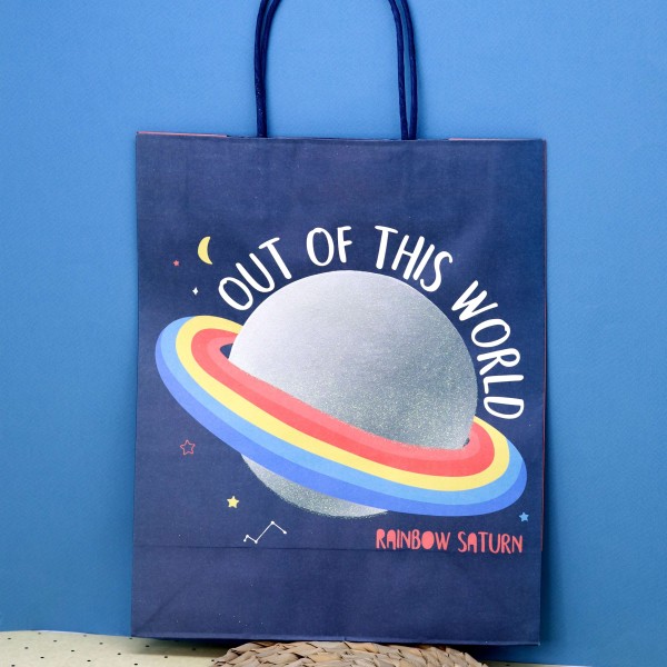 Пакет подарочный (M) «Rainbow world», blue (26*32*12) 
