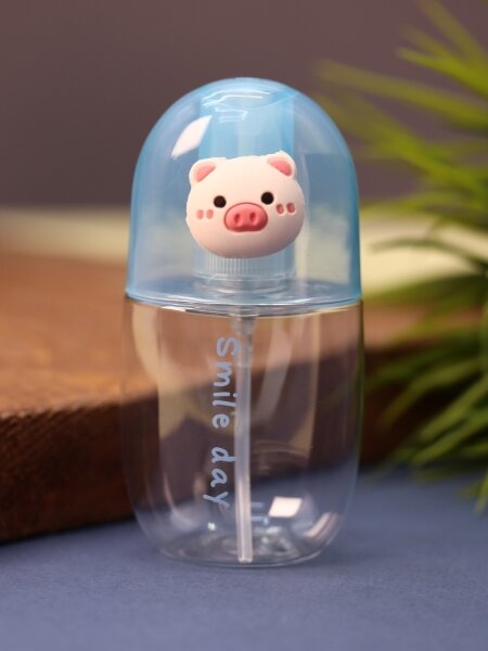 Дорожная бутылочка "Smile pig day", blue (60 ml) 