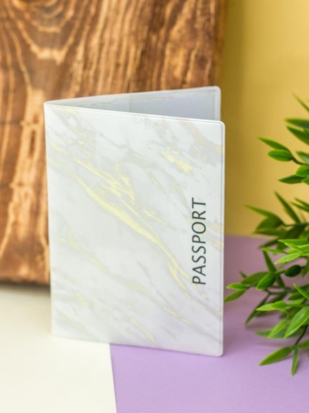 ОБЛОЖКА ДЛЯ ПАСПОРТА "White gold marble", плотность 600 мкм 