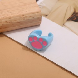 Кольцо акриловое GIRLY "Heart paw", blue (d=1,7 см)