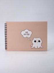 Скетчбук «Cute cat», 14х20 см,  плотность 100 гр