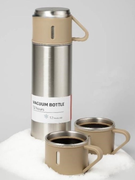 Набор из термоса и 2 чашек "Classic", silver (500 ml) 