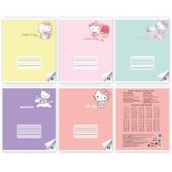 Тетрадь А5 "Hello Kitty", 12 л, клетка, обложка 190 г/м2, mix