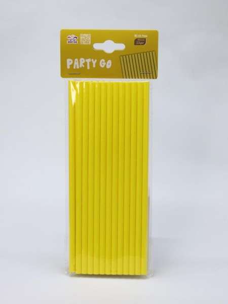 Трубочки одноразовые для напитков 25 шт. "Party go", yellow (197 мм) 