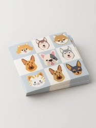 Салфетки бумажные трехслойные Собачки с ушками и Котик полосатый, 33*33 см, 20 шт