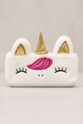 Пенал плюшевый "Unicorn golden horn", white (21*9 см)