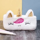 Пенал плюшевый "Unicorn golden horn", white (21*9 см)