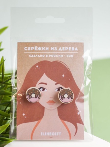 Серьги ECO из дерева TWO DONUTS 