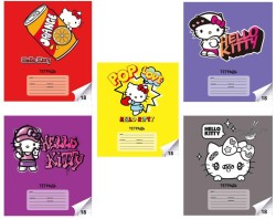 Тетрадь А5 "Hello Kitty", 18 л, линейка, обложка мел. картон + ВД-лак, mix