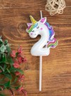 Свеча для торта "Unicorn" цифра 2, (6 см)