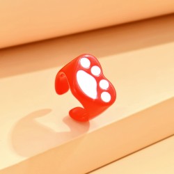 Кольцо акриловое GIRLY "Heart paw", red (d=1,7 см)