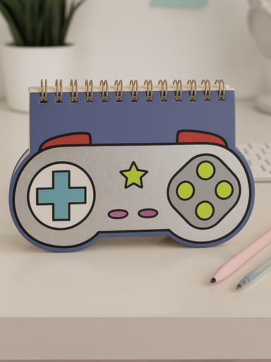 Блокнот на спирали (B6) "Retro joystick", grey (13*18) 