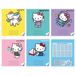 Тетрадь А5 "Hello Kitty", 18 л, клетка, обложка мел. картон + УФ-лак, mix