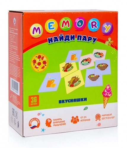 Игра настольная "Найди пару. MEMORY. ВКУСНЯШКИ", с карточками 