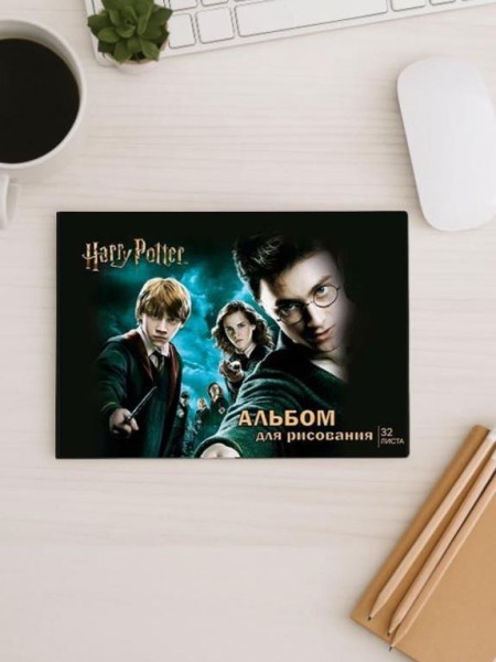 Альбом для рисования А4 "Гарри Поттер", 32 л, на скрепке, мел. обл. 235 гр/м2 