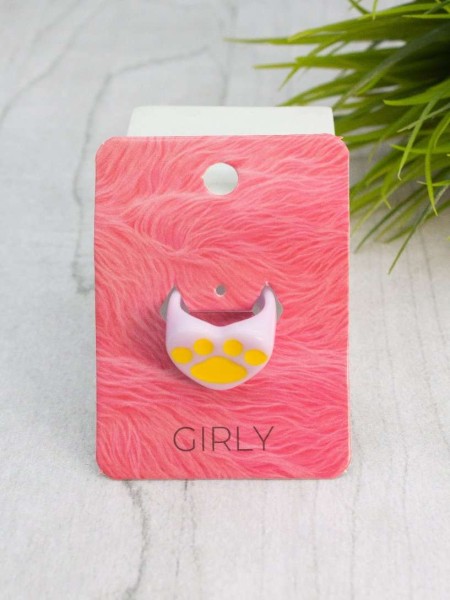 Кольцо акриловое GIRLY "Heart paw", pink (d=1,7 см) 