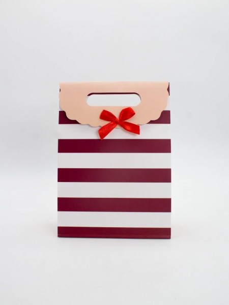 Пакет подарочный (M) "Many stripes", red (19x 9 x 27) 