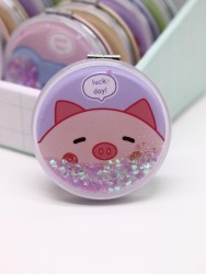 Зеркало шейкер раскладное "Face Pig", фиолетовое, 7*7 см