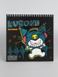 Скетчбук в жесткой обложке "Kuromi", 48 л (190*190мм)