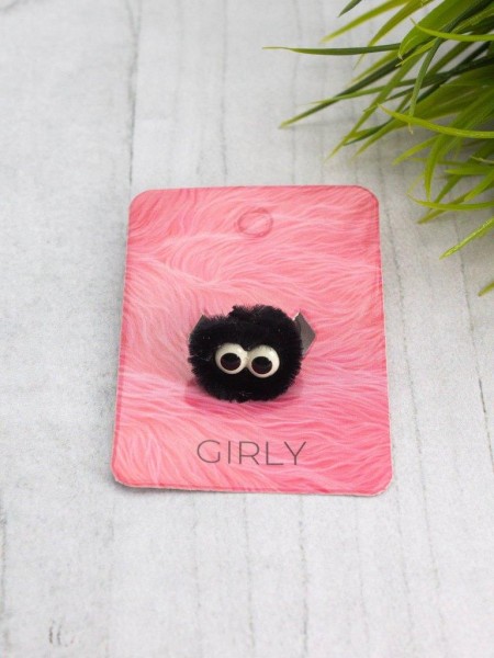 Кольцо плюшевое GIRLY "Monster", black (d=1,6 см) 