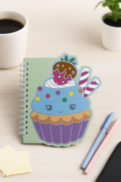 Блокнот на спирали (B6) "Cute cupcake", green (13*18) 