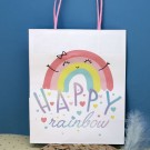 Пакет подарочный (S) «Rainbow happy», white (21*25.5*10)