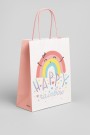 Пакет подарочный (S) «Rainbow happy», white (21*25.5*10)