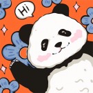 Картина по номерам  Draw Me! «Panda with a flower», (20*20 см)