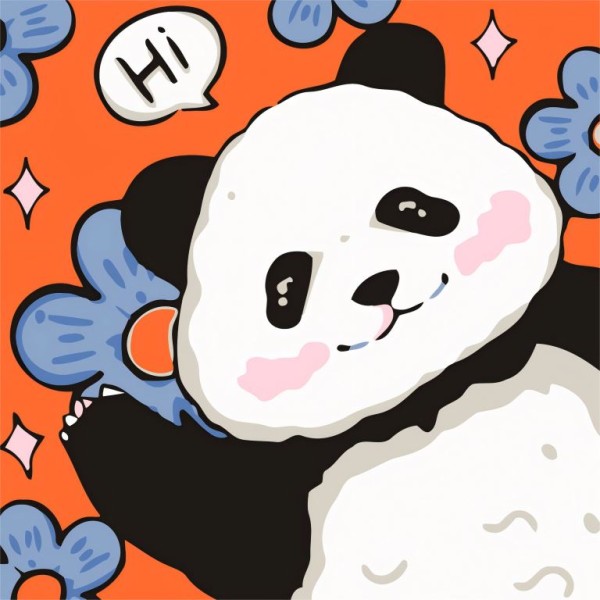 Картина по номерам  Draw Me! «Panda with a flower», (20*20 см) 