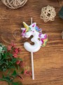 Свеча для торта "Unicorn" цифра 3, (6 см)