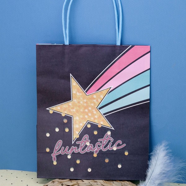 Пакет подарочный (S) «Rainbow star», black (21*25.5*10) 