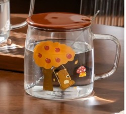 Кружка стеклянная "Funny bear and swing", brow (480 мл)