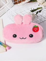 Пенал плюшевый "Hare with strawberries", pink (20*10 см)