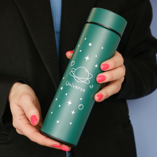 Термос с датчиком температуры «Universe», green (500 ml) 