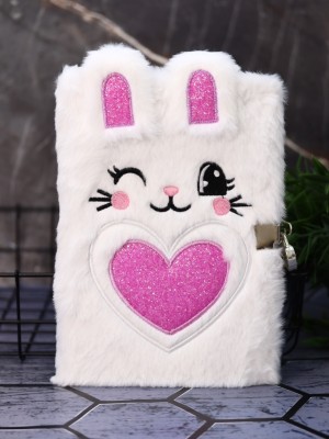 Блокнот плюшевый с замочком «Hello! bunny», white, 21х15 см, плотность 80 гр.