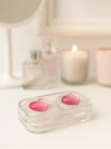 Контейнер для линз «Circle hearts», pink-white