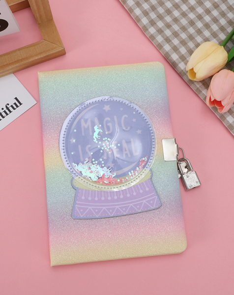 Блокнот с замочком в обложке из эко-кожи «Magic is real», rainbow, 21,5х15 см, плотность 70 гр. 