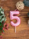 Свеча для торта "Pink glow" цифра 5, (6 см)