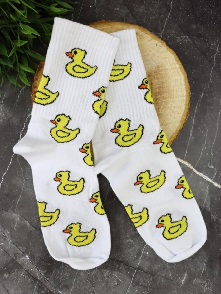 Носки женские "Very cute ducks", р. 35-40, белый 