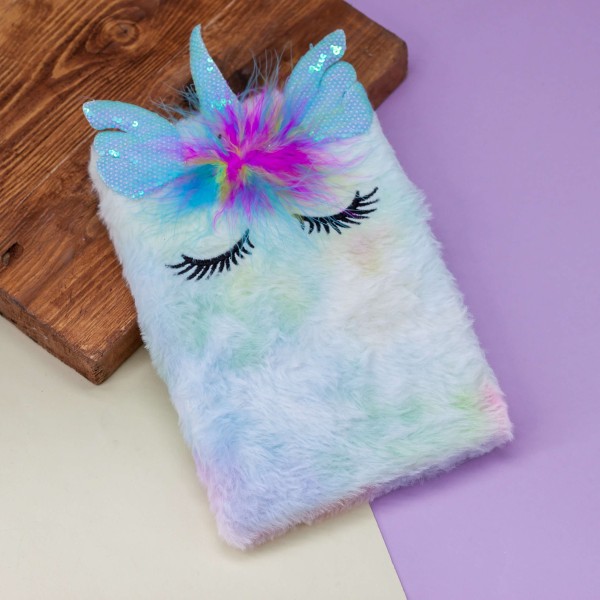 Блокнот плюшевый «Rainbow unicorn», blue 
