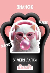 Значок ECO из дерева iLikeGift "Котик в наушниках"