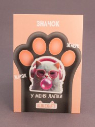 Значок ECO из дерева iLikeGift "Котик в наушниках"