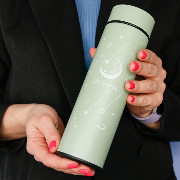 Термос с датчиком температуры «Universe», light green (500 ml) 